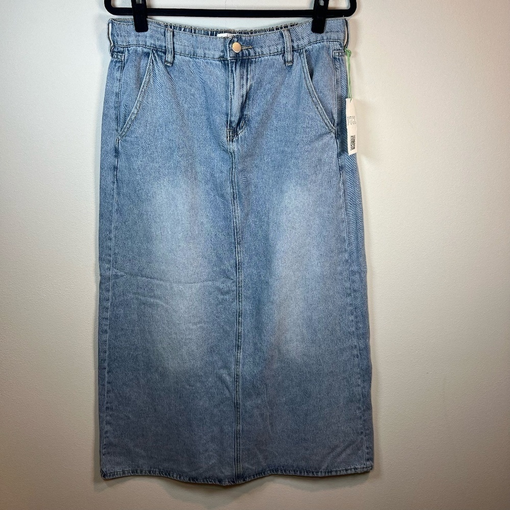 PTCL Maxi Jean Skirt Light Blue Faded Denim Boho Western Y2K Ethical NEW Size 31